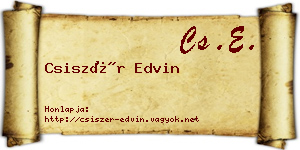 Csiszér Edvin névjegykártya